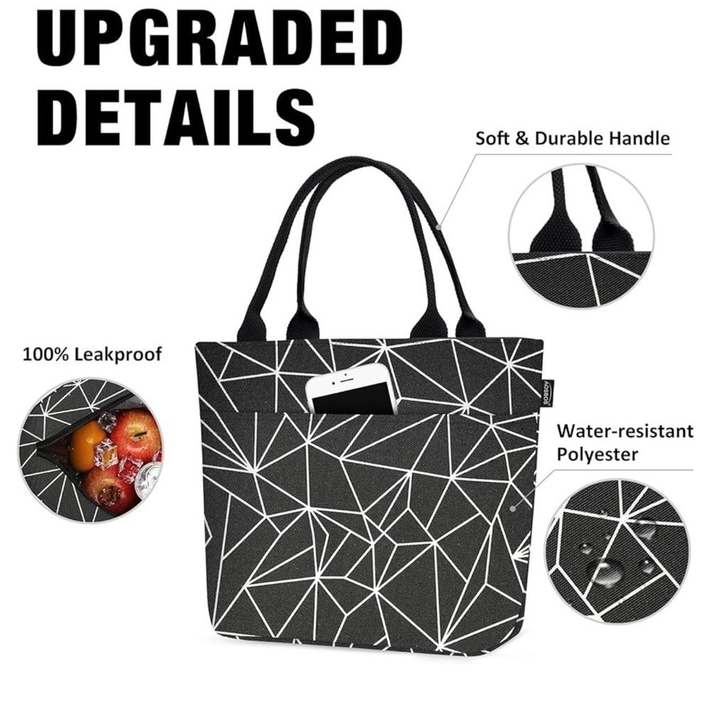 Chic Black Geometric Tote Bag